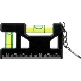Gerecycled ABS sleutelhanger met waterpas Indira-Zwart