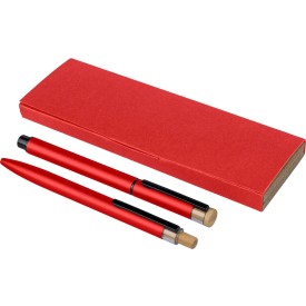 Gerecycled aluminium luxe schrijfset 2-delig Ilaria-Rood