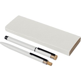 Gerecycled aluminium luxe schrijfset 2-delig Ilaria-Wit