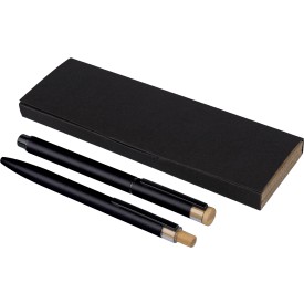 Gerecycled aluminium luxe schrijfset 2-delig Ilaria-Zwart