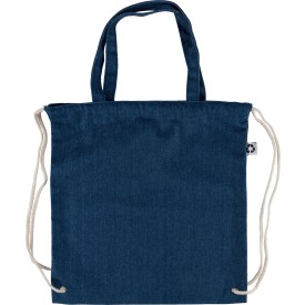 Gerecycled denim trekkoordrugtas Dex-Blauw