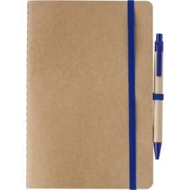Theodore notitieboek - A5 - gerecycled karton - 120 vellen - met pen, elastieken band en pennenlus in dezelfde kleur