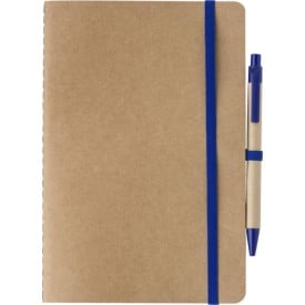 Theodore notitieboek - A5 - gerecycled karton - 120 vellen - met pen, elastieken band en pennenlus in dezelfde kleur