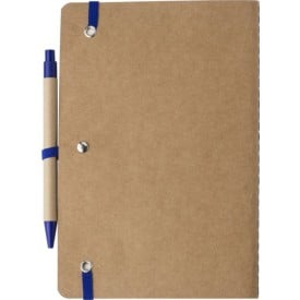 Theodore notitieboek - A5 - gerecycled karton - 120 vellen - met pen, elastieken band en pennenlus in dezelfde kleur