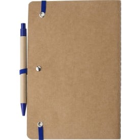 Theodore notitieboek - A5 - gerecycled karton - 120 vellen - met pen, elastieken band en pennenlus in dezelfde kleur