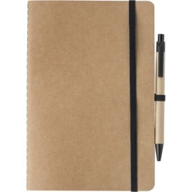 Gerecycled kartonnen notitieboekje (A5) Theodore-Zwart