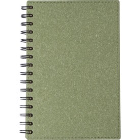 Gerecycled kartonnen notitieboekje Caleb-Groen