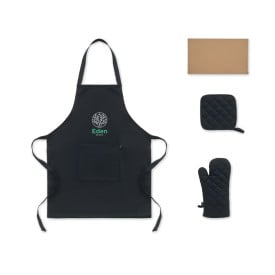 Gerecycled katoenen keukenset-Zwart