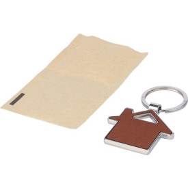 Jim huis sleutelhanger - gerecycled leer - 4.8 cm - verpakt in kartonnen sleeve