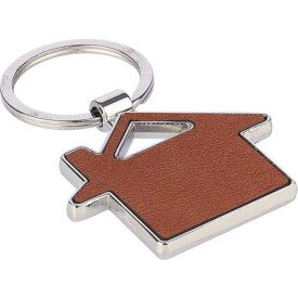 Jim huis sleutelhanger - gerecycled leer - 4.8 cm - verpakt in kartonnen sleeve