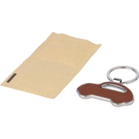 Joan auto sleutelhanger - gerecycled leer - 5.8 cm - verpakt in kartonnen sleeve