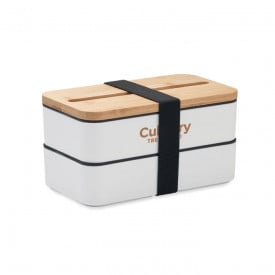 Wint lunch set 800ml - gerecycled PP - 2 compartimenten - bamboe deksel