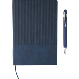 Gerecycled PU-notitieboek (A5) en balpenset Tarek
