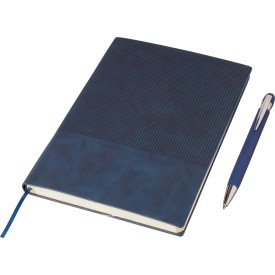 Gerecycled PU-notitieboek (A5) en balpenset Tarek