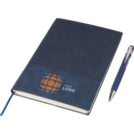 Gerecycled PU FSC notitieboek (A5) en balpenset Tarek