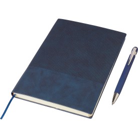 Gerecycled PU FSC notitieboek (A5) en balpenset Tarek