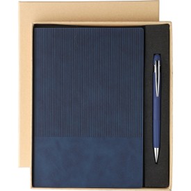 Gerecycled PU FSC notitieboek (A5) en balpenset Tarek