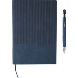 Gerecycled PU FSC notitieboek (A5) en balpenset Tarek