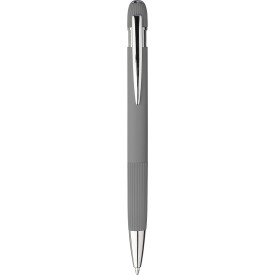 Gerecycled PU-notitieboek (A5) en balpenset Tarek-Grijs