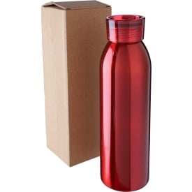 Cindy drinkfles - 650ml - recycled RVS - enkelwandig - plastic dop & siliconenband - in geschenkdoos