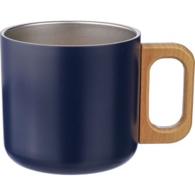 Dwight drinkbeker 400ml - gerecycled RVS - dubbelandig - houten handgreep