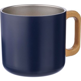 Dwight drinkbeker 400ml - gerecycled RVS - dubbelandig - houten handgreep