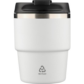 ?Gerecycled roestvrijstalen dubbelwandige drinkbeker (175 ml) Oli-Wit