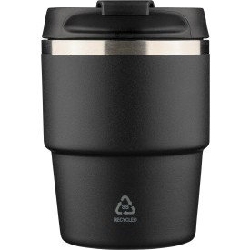 ?Gerecycled roestvrijstalen dubbelwandige drinkbeker (175 ml) Oli-Zwart