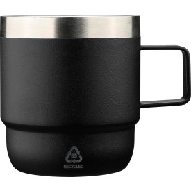 Gerecycled roestvrijstalen dubbelwandige drinkbeker (180 ml) Lilia-Zwart