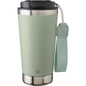 Gerecycled roestvrijstalen dubbelwandige drinkbeker 500 ml Kayla-Pastel groen
