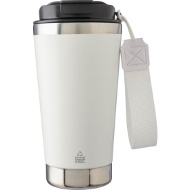 Gerecycled roestvrijstalen dubbelwandige drinkbeker 500 ml Kayla-Wit