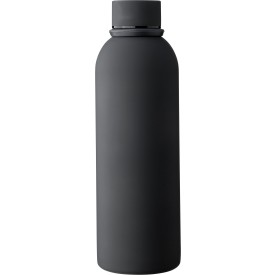 Gerecycled roestvrijstalen dubbelwandige drinkfles (500 ml) Sena-Zwart