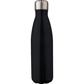 Gerecycled roestvrijstalen dubbelwandige fles 500 ml Clifford-Zwart