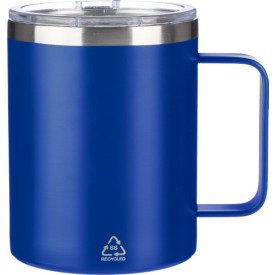 Gerecycled roestvrijstalen dubbelwandige to go mok (300 ml) Renate-Kobaltblauw