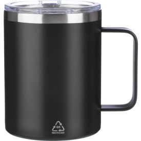 Gerecycled roestvrijstalen dubbelwandige to go mok (300 ml) Renate-Zwart