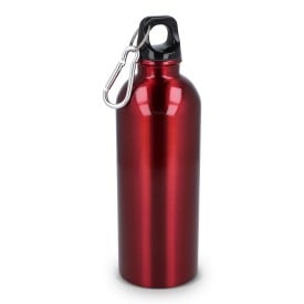 Gerecycled RVS enkelwandige fles met karabijnhaak 500ml-Rood