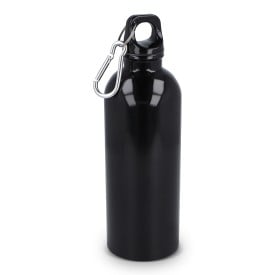 Gerecycled RVS enkelwandige fles met karabijnhaak 500ml-Zwart