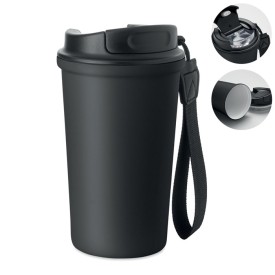 Gerecycled stalen beker 400ml-Zwart