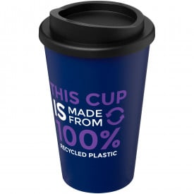 Gerecyclede americano® 350 ml geïsoleerde beker-Blauw, zwart