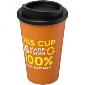Gerecyclede americano® 350 ml geïsoleerde beker-Oranje, zwart