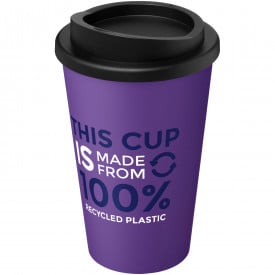 Gerecyclede americano® 350 ml geïsoleerde beker-Paars, zwart