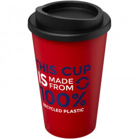 Gerecyclede americano® 350 ml geïsoleerde beker-Rood, zwart