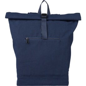 Gerecyclede polycotton (330 gsm) roll-top reistas Thaddeus-Blauw