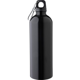 Gerecyclede roestvrijstalen enkelwandige fles (750 ml) Emeric-Zwart