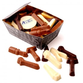 Chocolade gereedschap met logo - 175 gram - melk, puur en wit