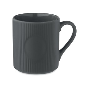 Geribbelde keramische mok 340ml-Donkergrijs