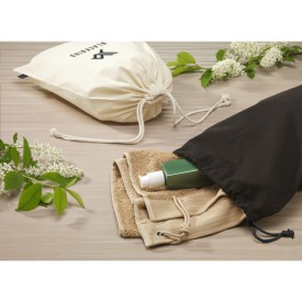 Cadeauzakje zwart van gerecycled katoen (150 g/m²) L