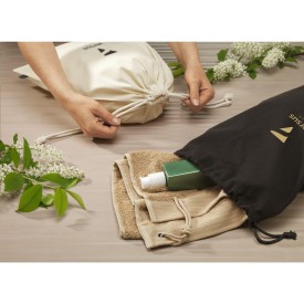 Cadeauzakje zwart van gerecycled katoen (150 g/m²) L