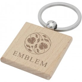 Gioia vierkante sleutelhanger - beukenhout - 4 cm