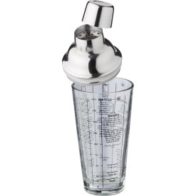 Cocktailshaker 400 ml - glas en RVS deksel - in kartonnen doosje